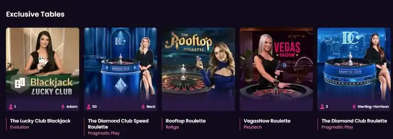 Look at Vegasnow Live Casino Games